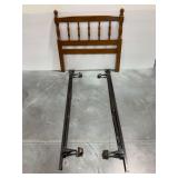 Wooden Twin Size Headboard with Metal Bed Frame