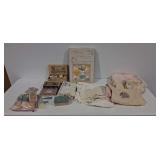 Vintage Infant Shoes in Original Boxes, Crib Blankets, and Other Linens