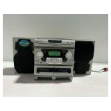 Emerson 3-disc Stereo System with Dual Cassette Recorder and Speakers... powers on