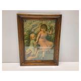 Framed Print Depicting Children in a Garden Setting