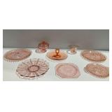 Pink Depression Glass Serving Pieces and Tableware