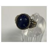 Sterling Silver Ring with Blue Cabochon Stone...Size 5.5