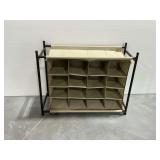 16-Compartment Fabric and Metal Shoe Organizer