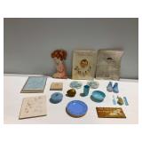 Vintage Baby Memorabilia and Infant Books with Piggy Banks and Decor