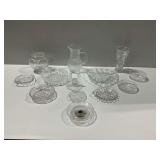 Clear Pressed and Etched Glass Tableware and Decor