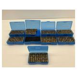 45 ACP Brass Cartridge Casings in Plastic Cases