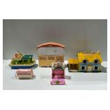 Fisher Price Play Family House, Barbie Horse Stable, Boat, Bed, and Bag
