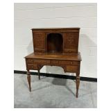 Vintage Wooden Writing Desk with Hutch