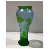Emile Galle Reproduction Cameo Glass Vase with Floral and Avian Motifs