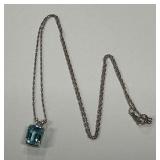 Sterling Silver Blue Gemstone Pendant Necklace