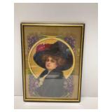 Framed Portrait Print of Edwardian Era Woman