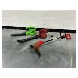 Greenworks Blower, Toro Blower, and Homelite Trimmer