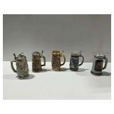 (5) Avon Ceramic Beer Steins with Themed Lids