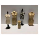 (5) Miniature Mannequins with Paris and Zebra Patterns