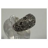 Sterling Silver CZ Filigree Ring, Size 5