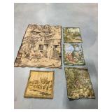 Woven Tapestry Panels with Figural and Architectural Scenes