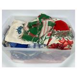 Vintage Aprons and Other Kitchen Linens Including Red and Blue Textiles