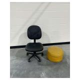 Swivel Desk Chair and Yellow Ottoman