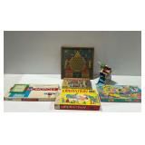 Vintage Board Games, Little Miss Seamstress Dress Outfit, and M&M Candy Dispenser