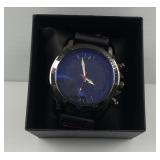 New in Box Wrist Watch with Blue Dial and Leather Strap