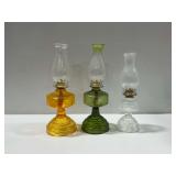 (3) Glass Oil Lamps