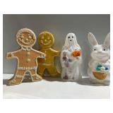 (4) Blow Mold Holiday Figures...need bulbs