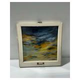 Original Mixed Media Painting in Reclaimed Wooden Window Frame Signed Lori Schory 2003