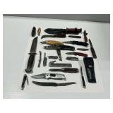 Pocket Knife and Hunting Knife Group with Buck Steelmaster and Case