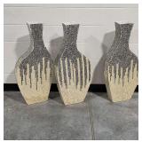 (3) Mosaic Floor Vases