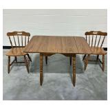 Wooden Dropleaf Table and (2) Chairs