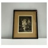 19th Century Collotype Print in Wooden Frame