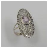 925 Silver Amethyst Size 7.5 Ring