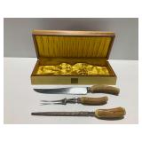 3-Piece Sheffield Flint Stainless Carving Set with Ekco Wooden Box