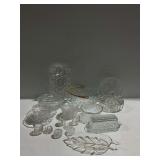 Group of Vintage Clear Pressed Glass Tableware and Serving Dishes