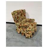 Upholstered Floral Armchair with Skirt
