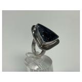 Sterling Silver Triangular Gemstone Ring...Size 7.5