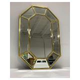 Octagonal Wall Mirror with Gold Tone Metal Frame