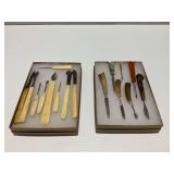 Vintage Tools and Ink Eraser Knives with Bone and Antler Handles
