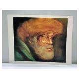 William Verdult Signed Limited Edition Print Portrait of Bearded Man with Fur Hat