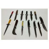 (13) Fixed Blade Knives Including West Cut and Western