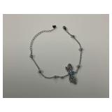 Sterling Silver Dragonfly Bracelet with Blue Gemstones