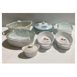 CorningWare French White and Blue Ceramic Bakeware Group