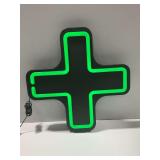 Green LED Medical Cross Sign with Black Housing...works