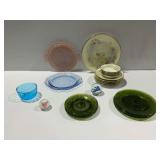 Depression Glassware and Hand-Painted Porcelain Plates
