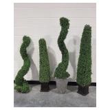 (4) Artificial Topiary Plants with Planters