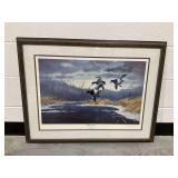 Les C. Kouba Signed and Numbered 'Bills' Past Due' 1989 Ducks Unlimited Framed Print