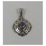 Silver Pendant with Blue Gemstone