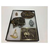 6-Piece Western Belt Buckle and Stone Artifact Group