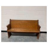 Wooden Church Pew Bench with Back Rack