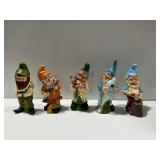 (5) Hand-Painted Ceramic Gnome Figurines with Scandinavian Names